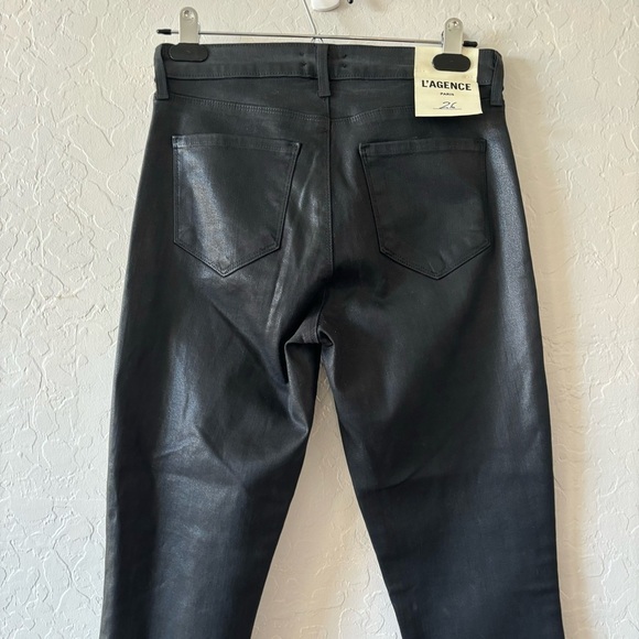 L’AGENCE Black Piper High Rise Skinny Jeans Noir Coated Size 26 - Picture 14 of 16